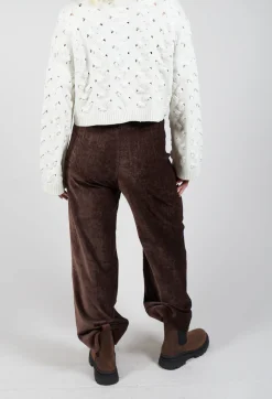 Velvet Pocket Detail Trousers in Marron