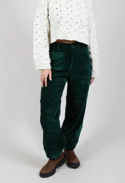 Velvet Pocket Detail Trousers in Vert