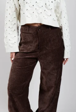 Velvet Pocket Detail Trousers in Marron
