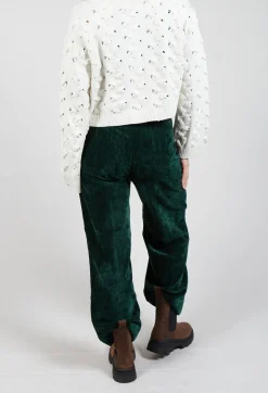 Velvet Pocket Detail Trousers in Vert