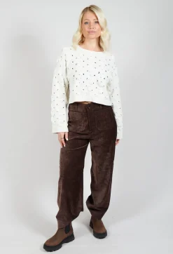 Velvet Pocket Detail Trousers in Marron