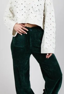 Velvet Pocket Detail Trousers in Vert