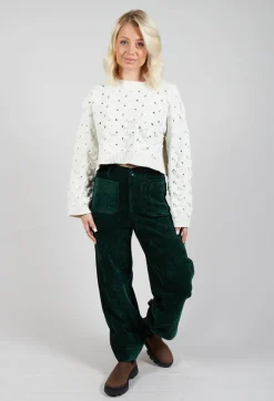 Velvet Pocket Detail Trousers in Vert