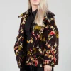 Velvet Short Coat in Black Print