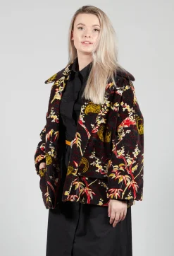 Velvet Short Coat in Black Print