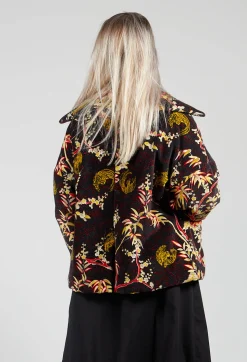 Velvet Short Coat in Black Print