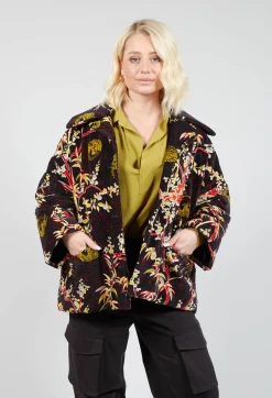 Velvet Short Coat in Black Print