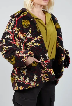 Velvet Short Coat in Black Print