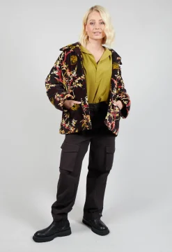 Velvet Short Coat in Black Print