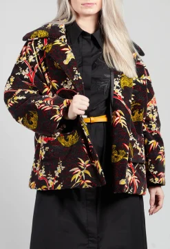 Velvet Short Coat in Black Print