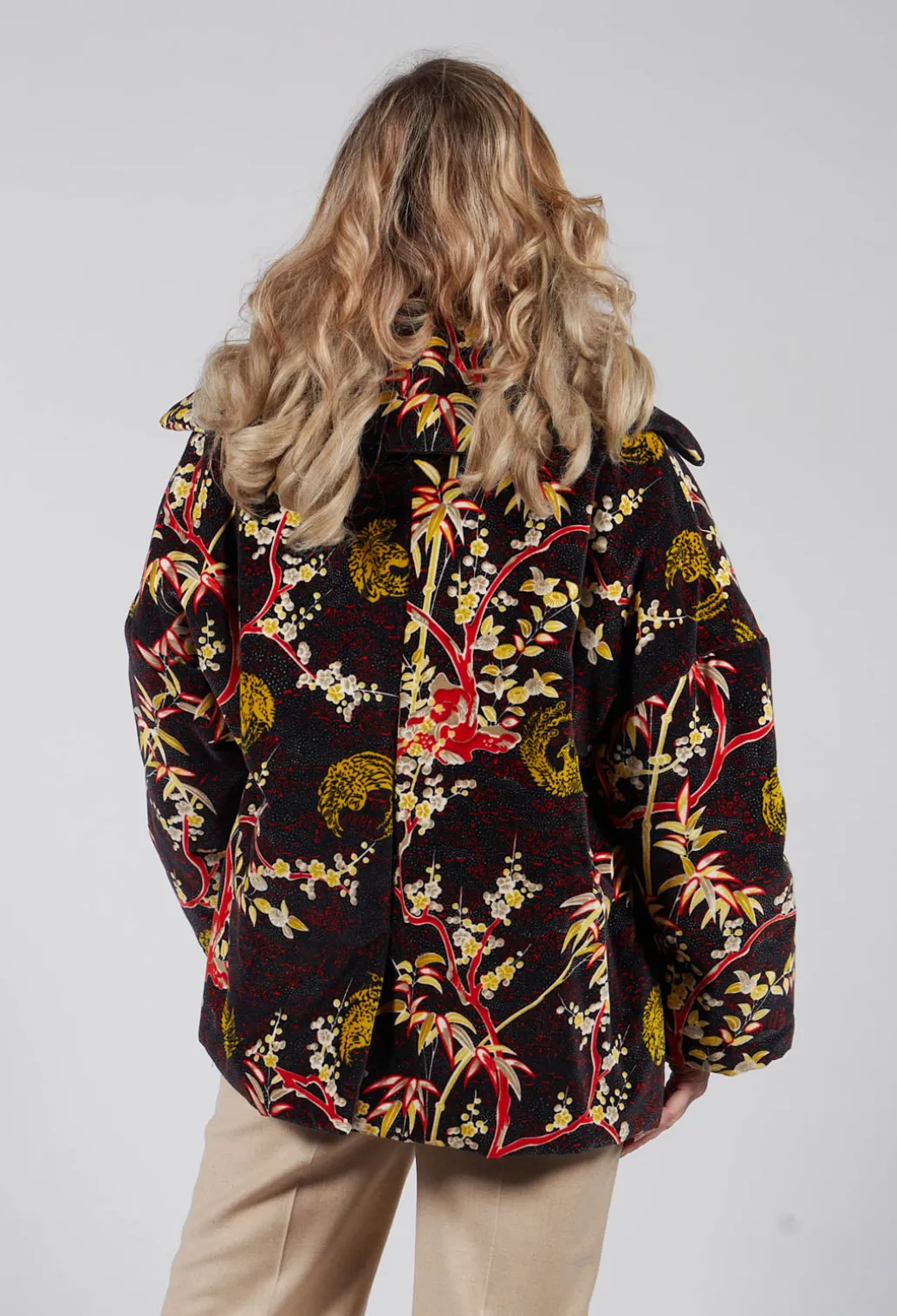 Velvet Short Coat in Black Print