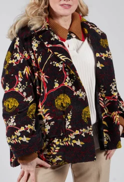 Velvet Short Coat in Black Print
