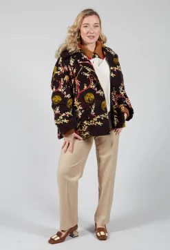 Velvet Short Coat in Black Print