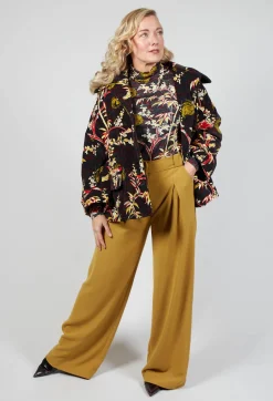 Velvet Short Coat in Black Print