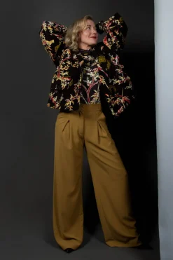Velvet Short Coat in Black Print