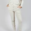 Velvet Slim Trousers in Off White
