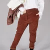 Velvet Slim Trousers in Rust