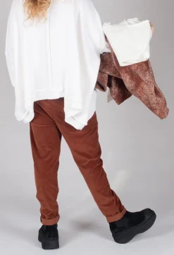 Velvet Slim Trousers in Rust