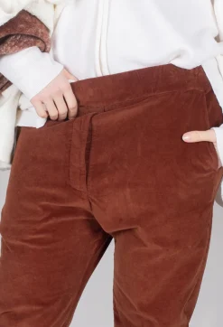 Velvet Slim Trousers in Rust