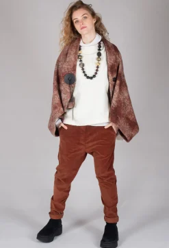 Velvet Slim Trousers in Rust
