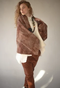 Velvet Slim Trousers in Rust