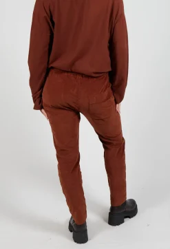 Velvet Slim Trousers in Rust