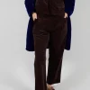 Velvet Straight Leg Trousers in Chocolate