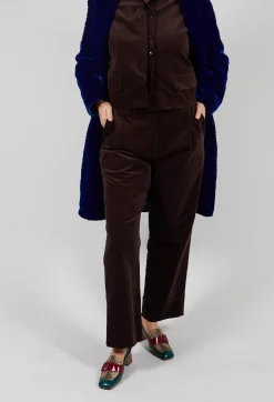 Velvet Straight Leg Trousers in Chocolate