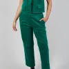 Velvet Straight Leg Trousers in Green