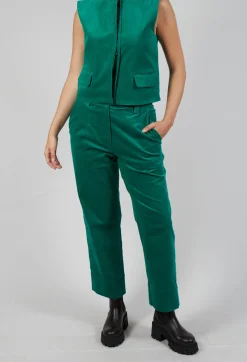 Velvet Straight Leg Trousers in Green