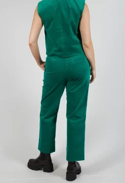 Velvet Straight Leg Trousers in Green
