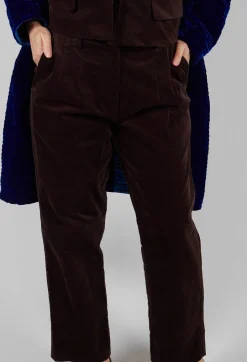 Velvet Straight Leg Trousers in Chocolate