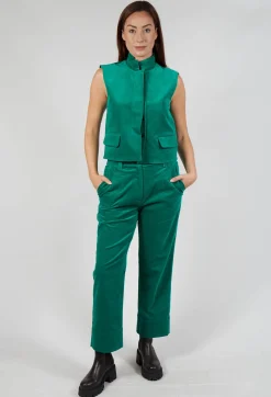 Velvet Straight Leg Trousers in Green