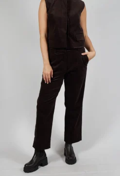 Velvet Straight Leg Trousers in Chocolate