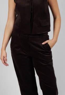 Velvet Straight Leg Trousers in Chocolate