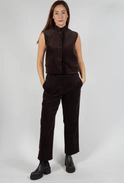Velvet Straight Leg Trousers in Chocolate
