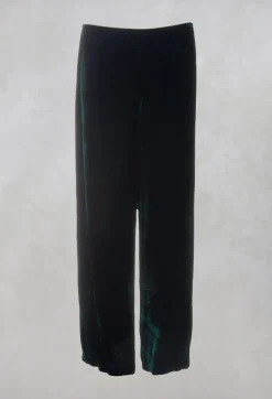 Velvet Wide Leg Trousers in Emerald