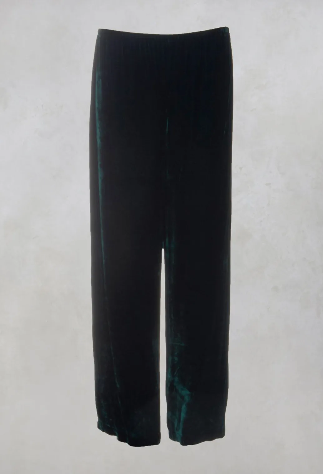 Velvet Wide Leg Trousers in Emerald