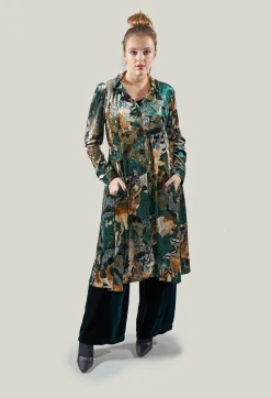 Velvet Wide Leg Trousers in Emerald