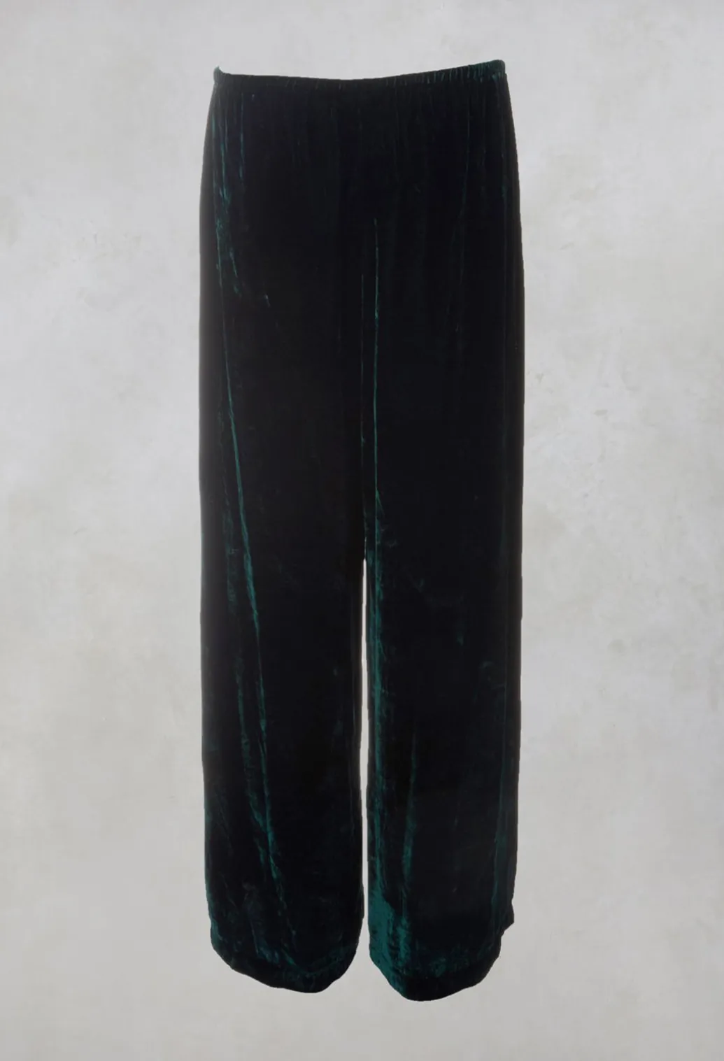 Velvet Wide Leg Trousers in Emerald