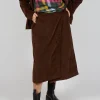 Velvet Wrap Skirt in Coffee