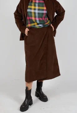 Velvet Wrap Skirt in Coffee