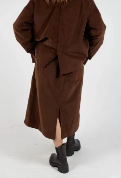 Velvet Wrap Skirt in Coffee