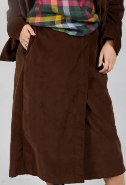 Velvet Wrap Skirt in Coffee