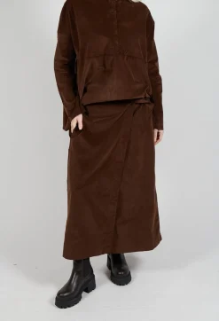 Velvet Wrap Skirt in Coffee