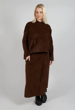 Velvet Wrap Skirt in Coffee