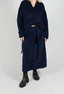 Velvet Wrap Skirt in Ink