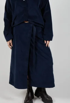 Velvet Wrap Skirt in Ink