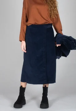 Velvet Wrap Skirt in Ink