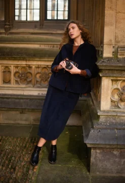 Velvet Wrap Skirt in Ink